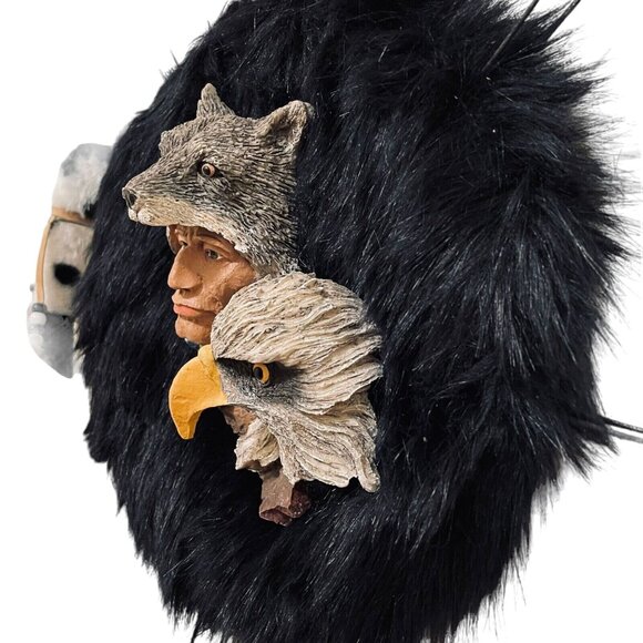 Large Handcrafted Native American-Inspired Dreamcatcher With Wolf Eagle Design B - Picture 6 of 8